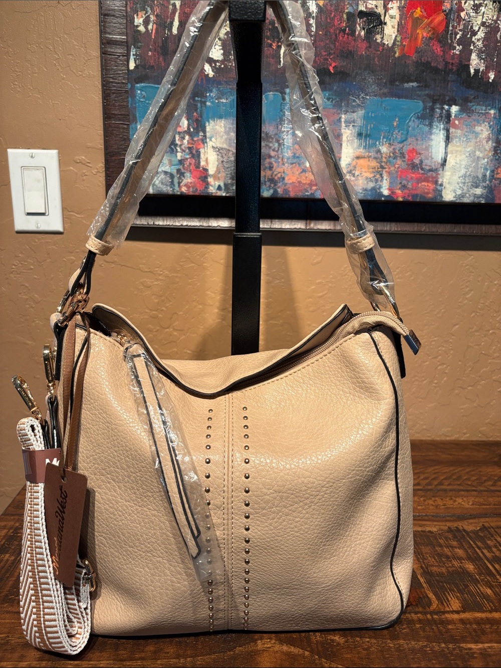 Montana West NWT Beige PU Leather Shoulder/Crossbody MSRP $88